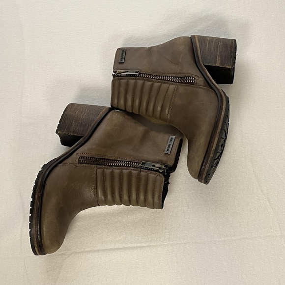Harley-Davidson Boots Womens 9 Brown Leather Ankle Moto Chunky Heel Double Zip - Picture 10 of 16